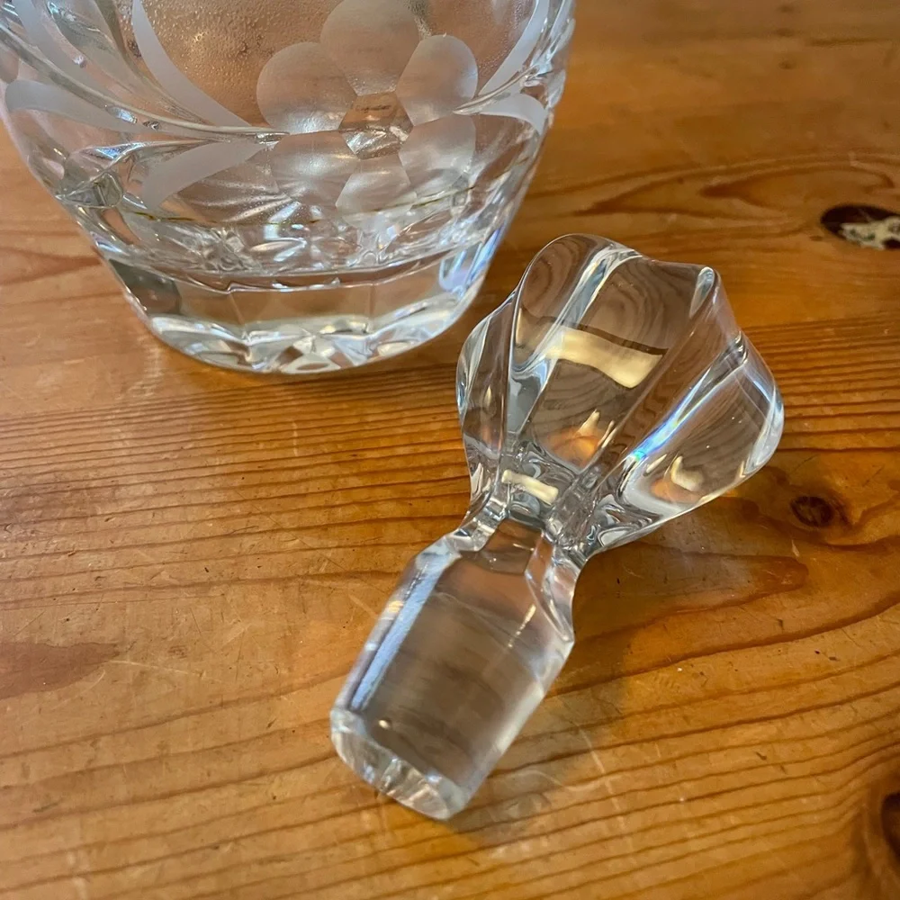 Gorham Vintage Lead Crystal Spring Meadows Pattern Decanter with Stopper Barware